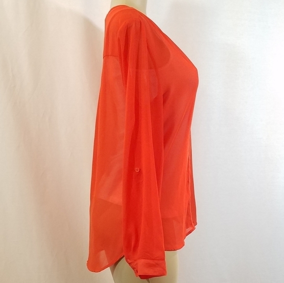 SIX Degrees Sheer Tangerine Blouse - Picture 2 of 6